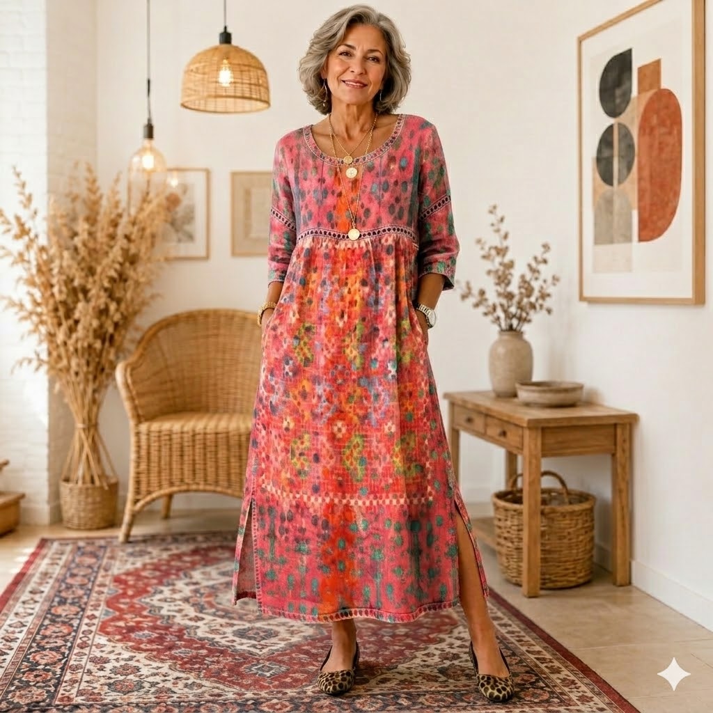 【S-5XL】Elegancka sukienka o dopasowanym kroju – stylowy nadruk – wygodna i lekka