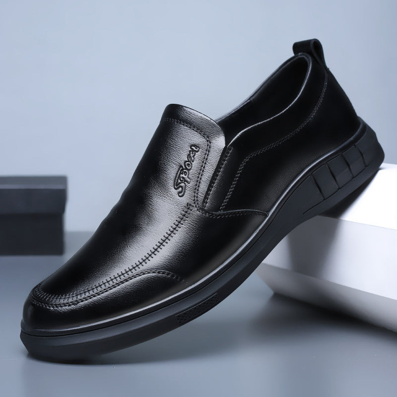 Pantofi bărbătești model nou 2025 ✅Negru pur ✅Design slip-on comod ✅Talpă moale și antiderapantă