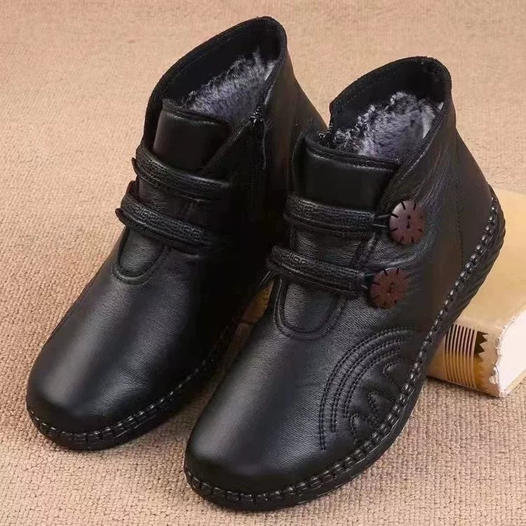 💥【35-40】Női bőr, pamut, csúszásmentes, kézzel készített cipők őszre és télre