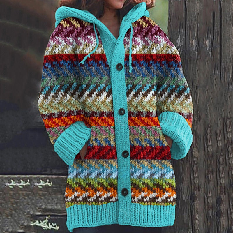 🥰【🔥Horký prodej】Zimní nový styl pohodlný retro teplý svetr pletená kardiganová bunda