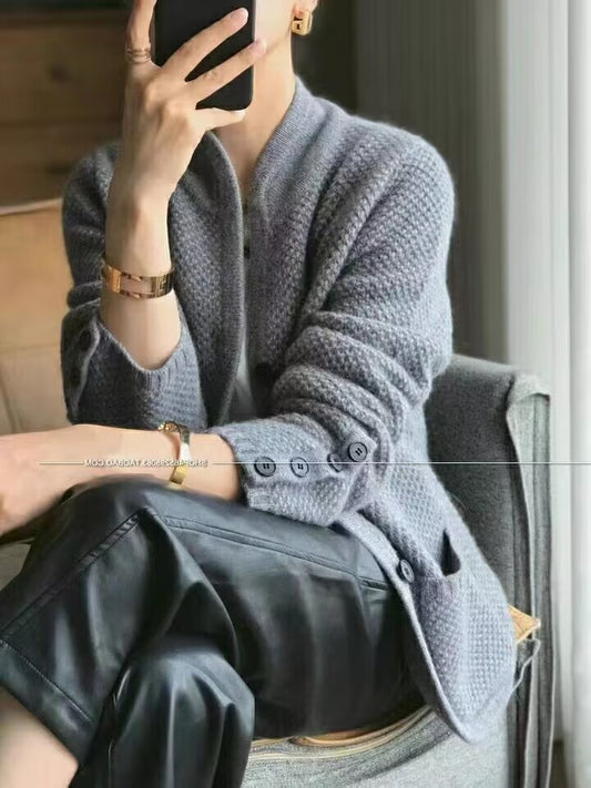 【S-2XL】 Nou cardigan retro din cașmir francez la modă și versatil pentru toamnă și iarnă