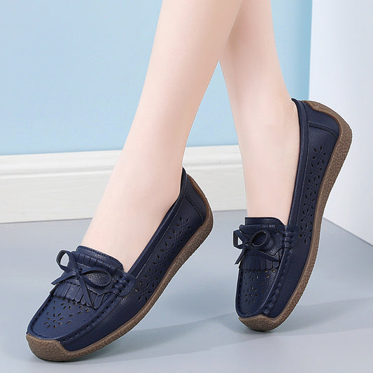 👡【Rozmiary 35-44】Letnie damskie buty z miękkiej podeszwy z prawdziwej skóry, wydrążony wzór frędzli, oddychające i wygodne