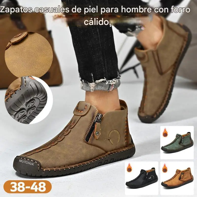 Oferta por tiempo limitado 🥾 Botas para hombre, hechas a mano con cuero genuino (tallas 38–48), con forro cómodo y diseño con cremallera: cálidas, cómodas y elegantes.