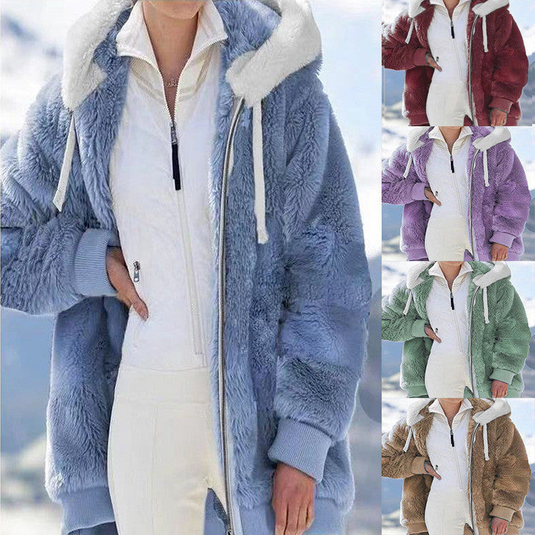 ☃️Időben korlátozott 50% kedvezmény❄️ [S-5XL] Női vastag polár színblokkos csíkos kabát